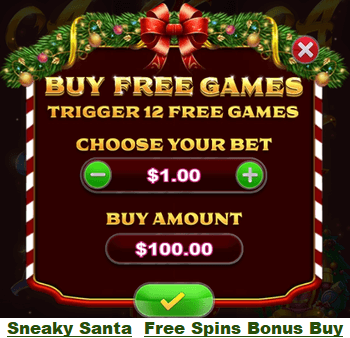 Sneaky Santa online slot game, Free Spins Bonus Buy