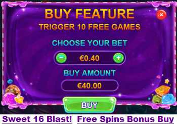 Sweet 16 Blast! online slot game, Free Spins Bonus Buy